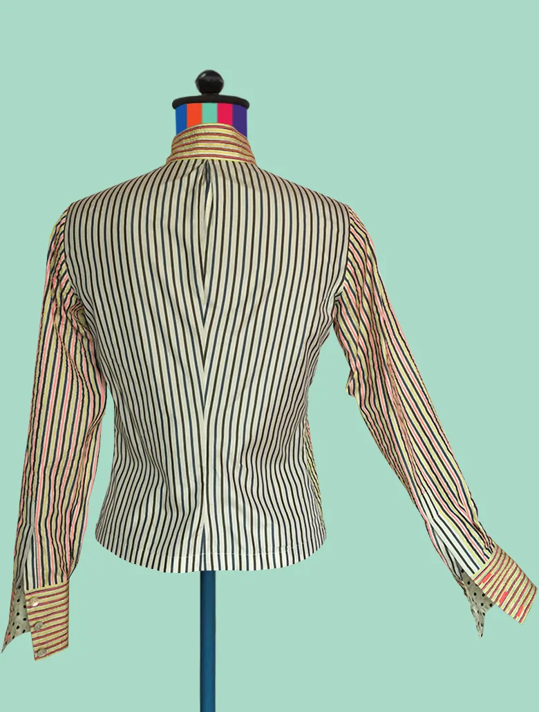 Stitched Neon Stripes on Silk