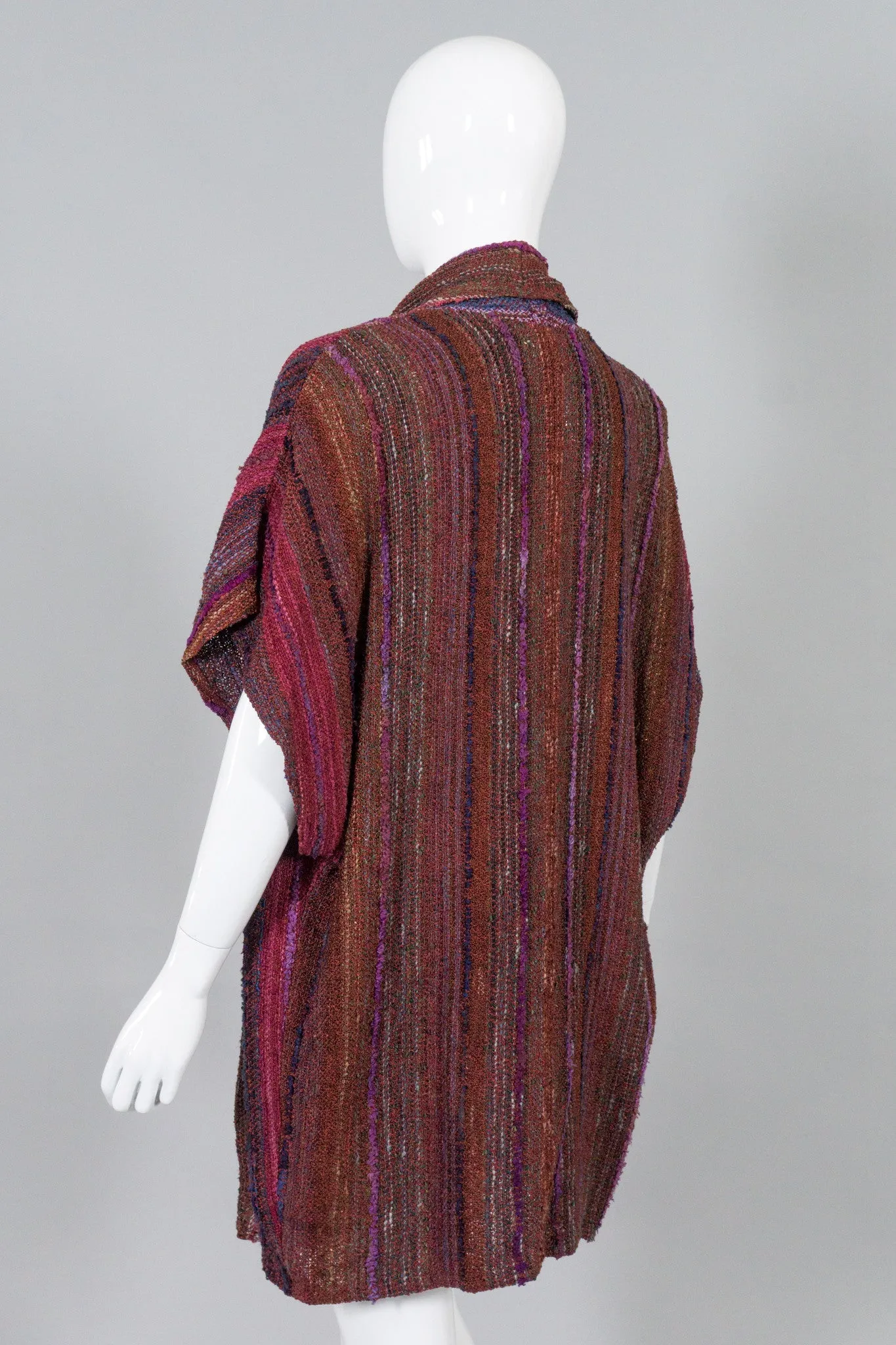 Striped Woven Sleeveless Kimono Sweater