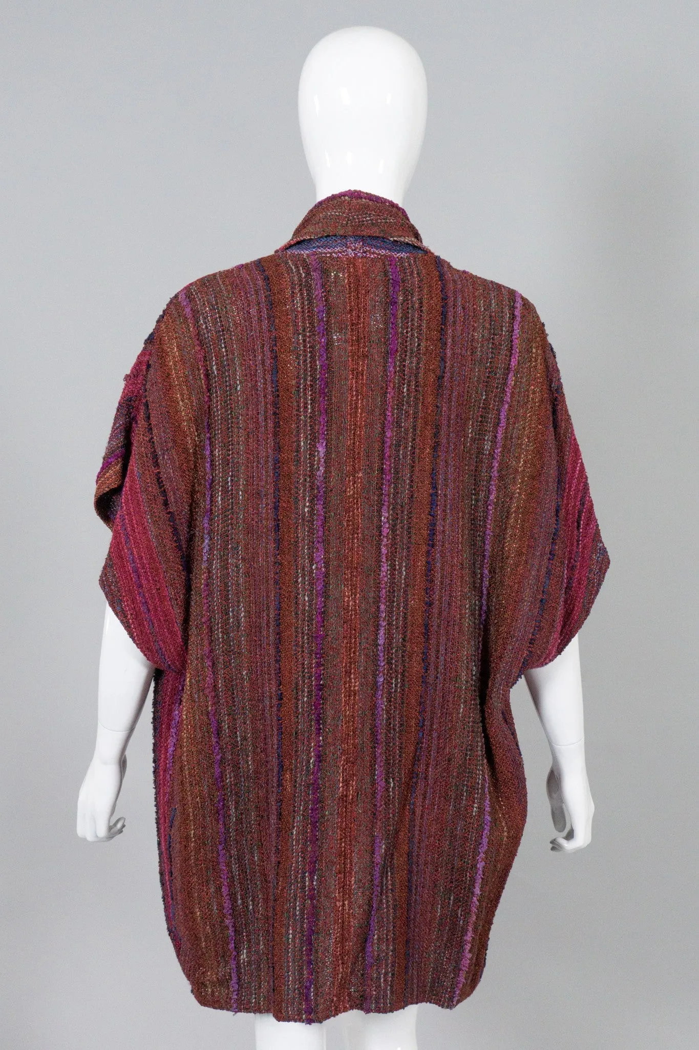 Striped Woven Sleeveless Kimono Sweater