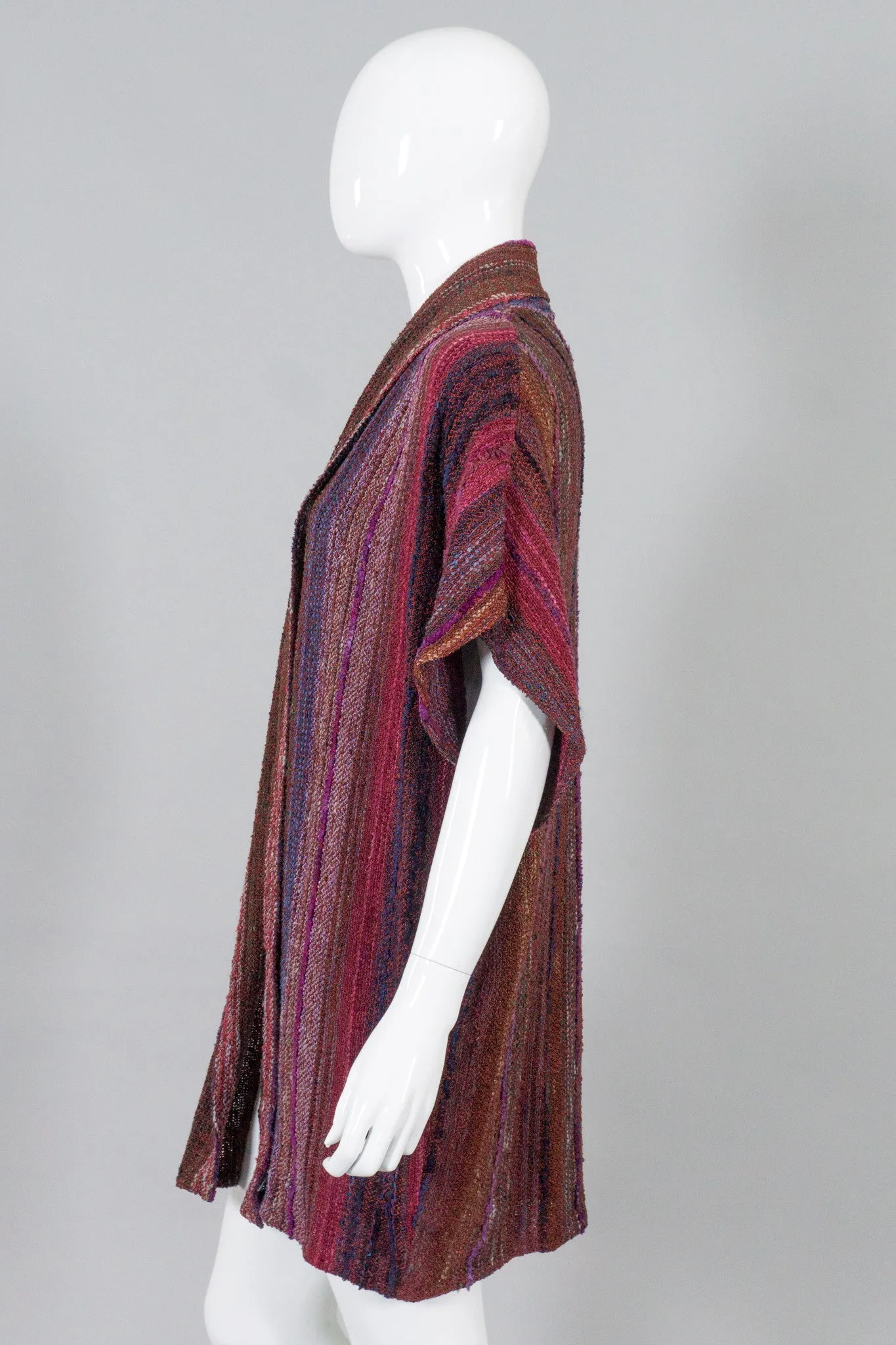Striped Woven Sleeveless Kimono Sweater