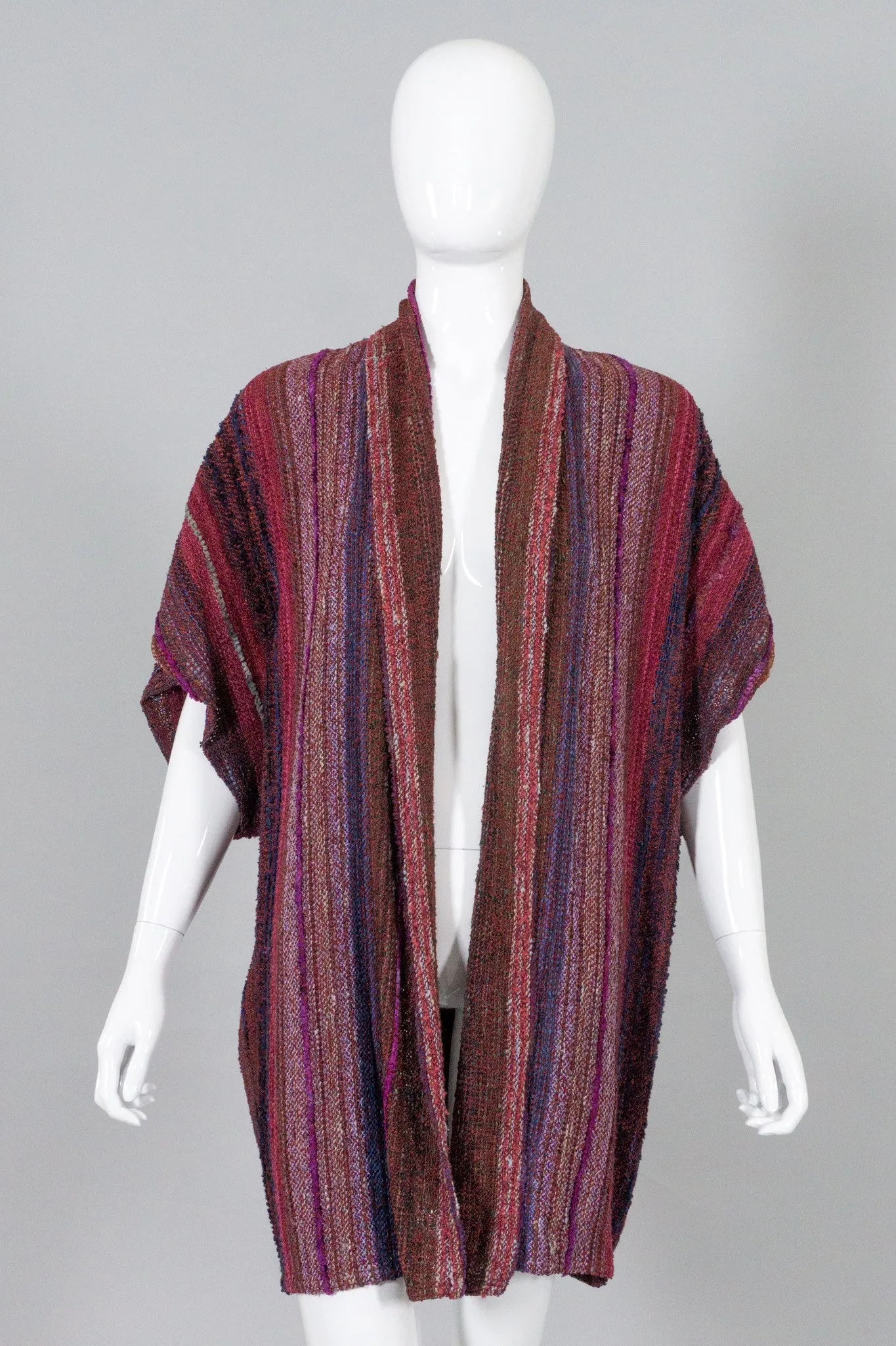 Striped Woven Sleeveless Kimono Sweater