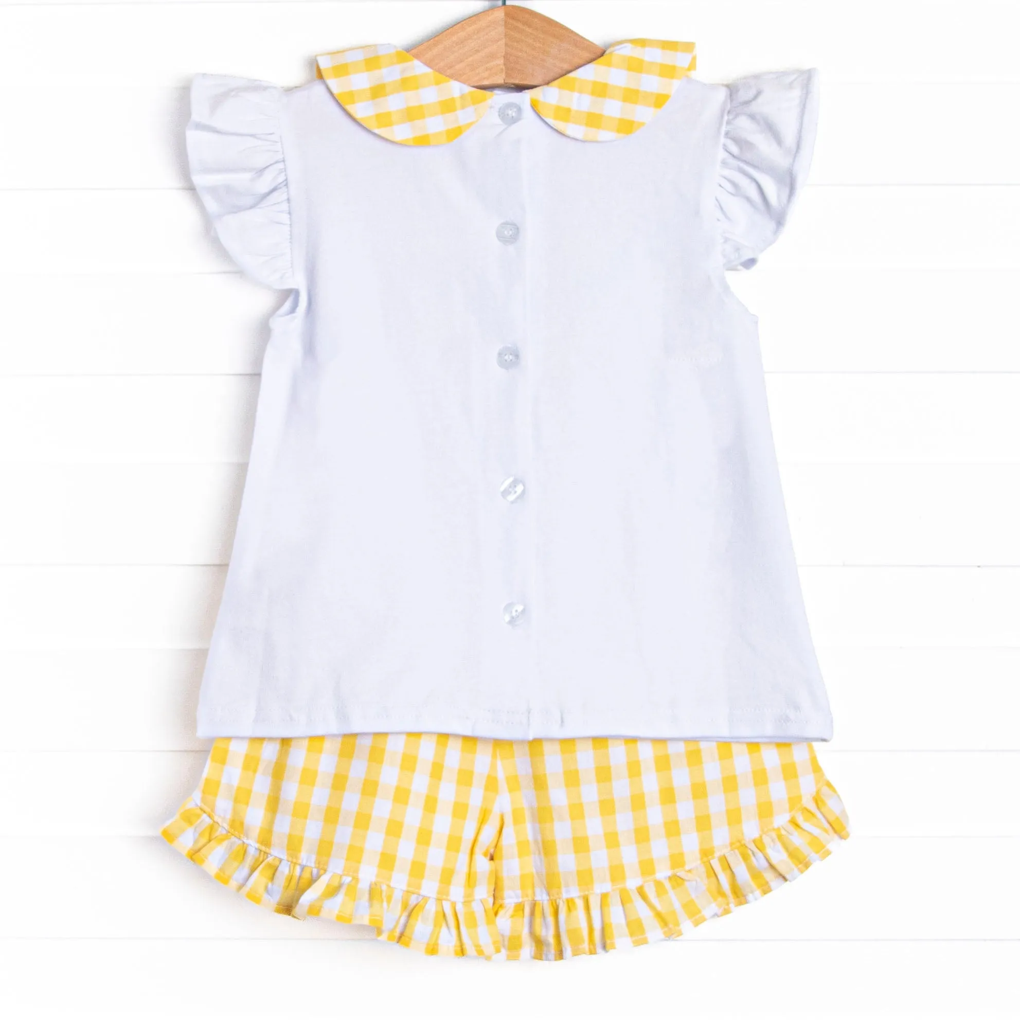 Summer Skies Applique Short Set, Yellow