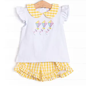 Summer Skies Applique Short Set, Yellow