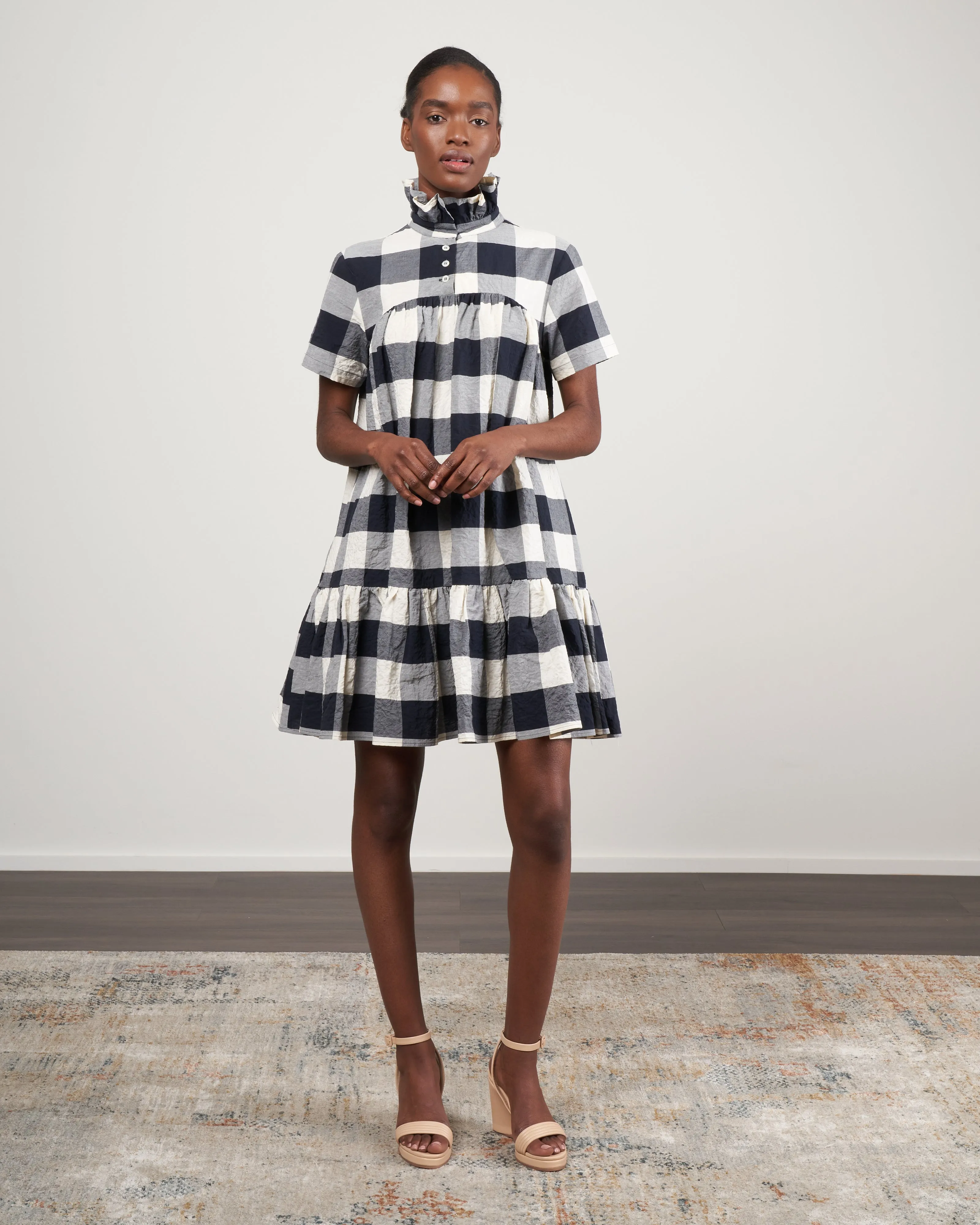 sunflower dress - white /navy