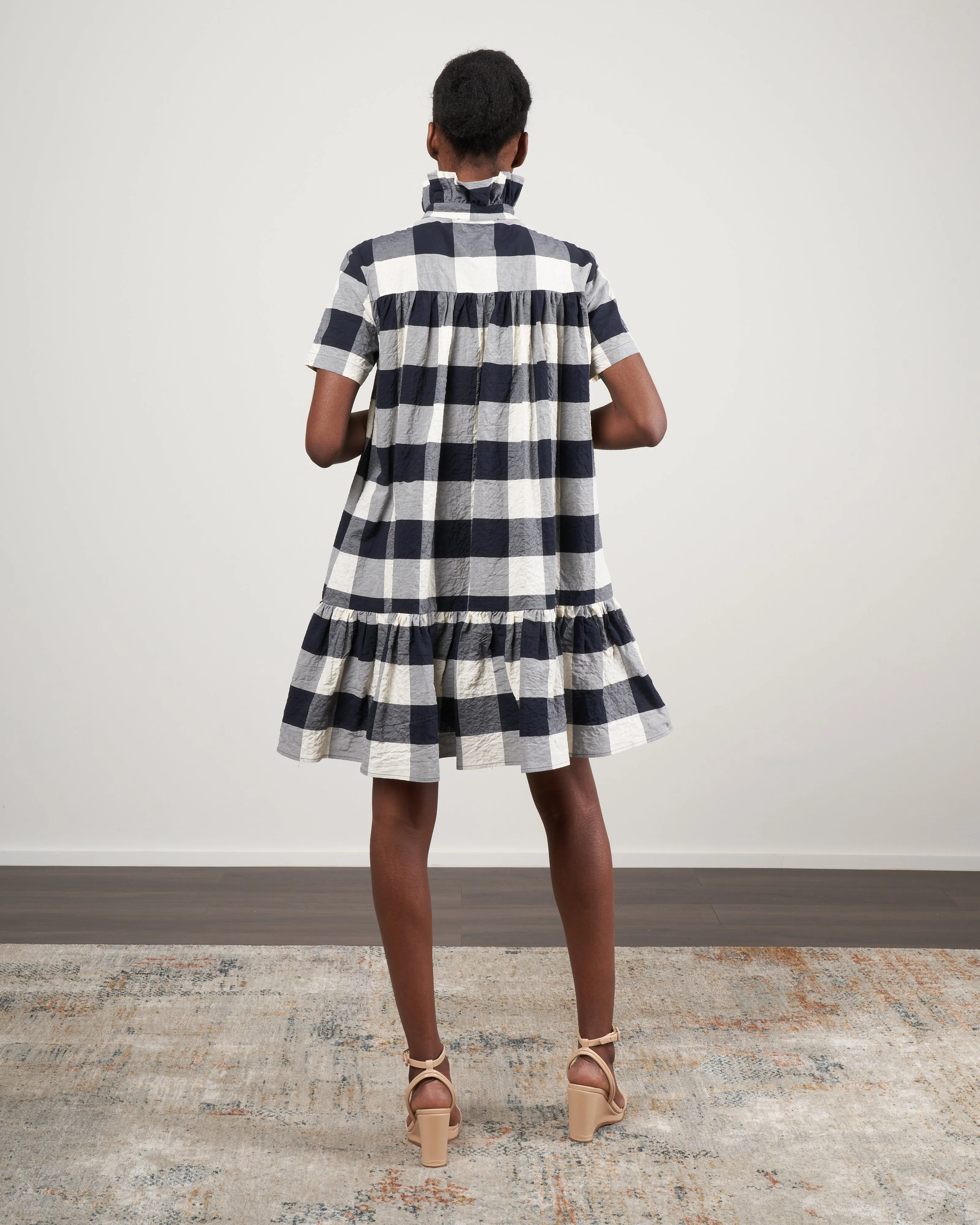 sunflower dress - white /navy