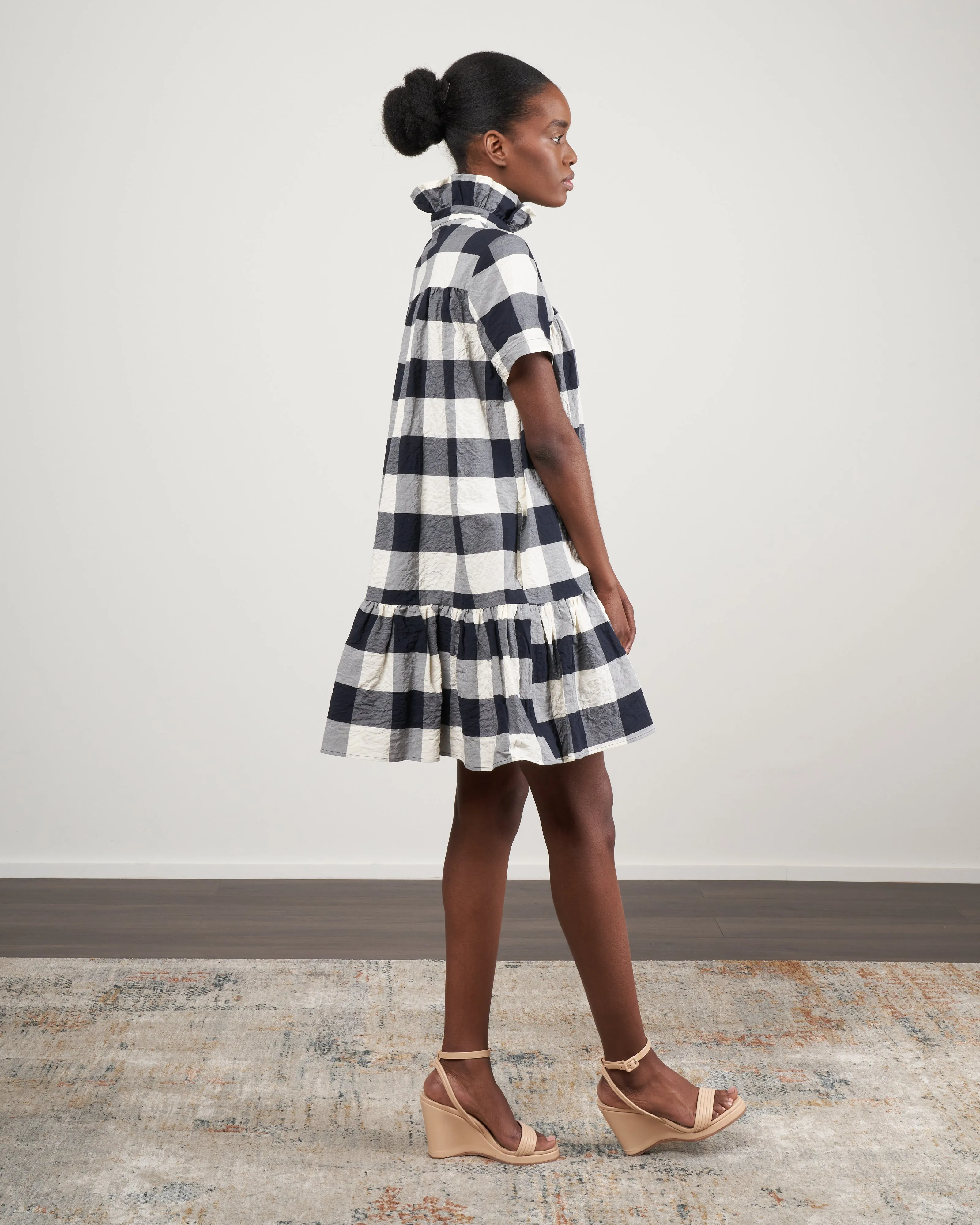 sunflower dress - white /navy