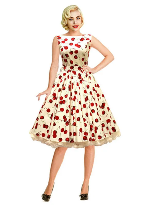 sweet and sour cherry retro long dress