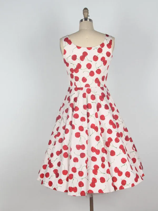 sweet and sour cherry retro long dress