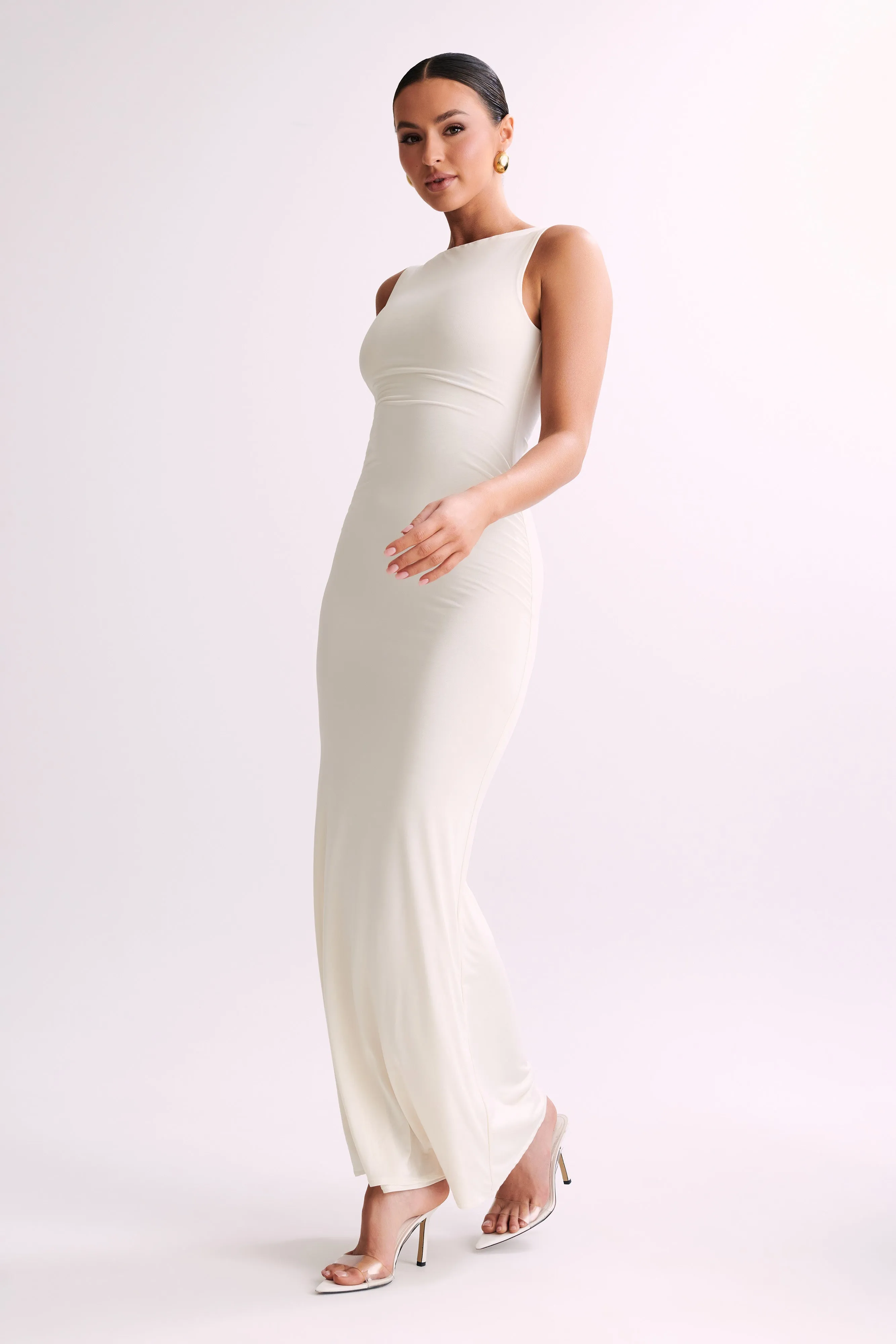 Tarna Sleeveless Slinky Maxi Dress - Bone