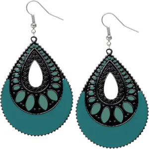 Teal Blue Open Teardrop Earrings