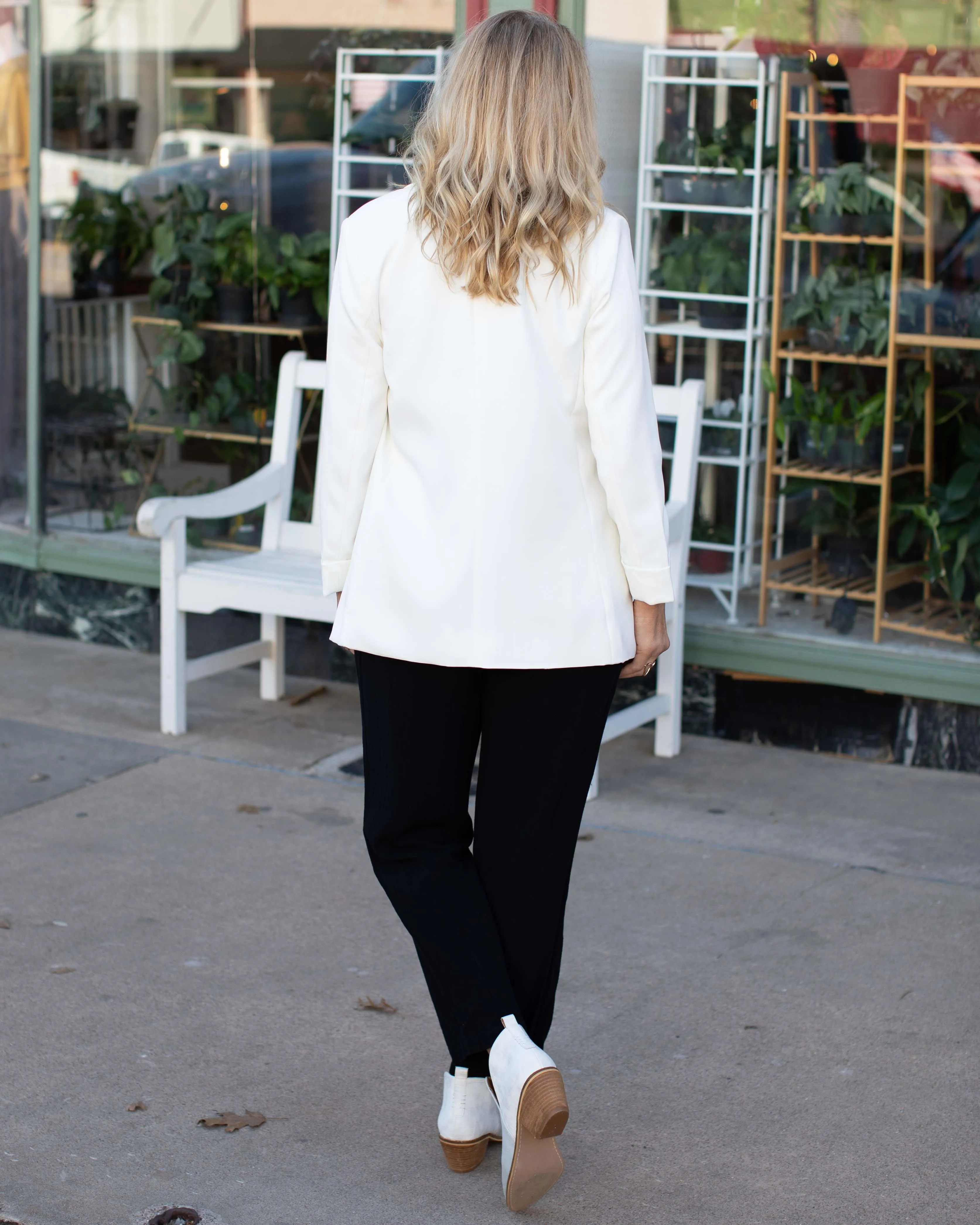 TESSA WOVEN CLASSIC BLAZER  - IVORY