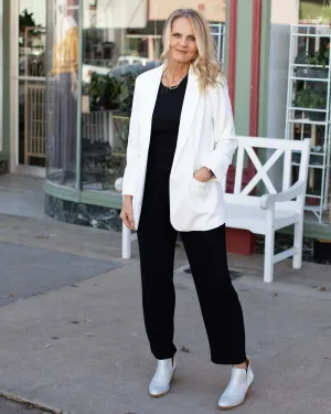 TESSA WOVEN CLASSIC BLAZER  - IVORY