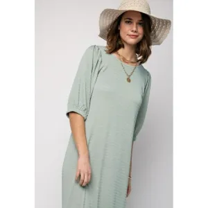 The Chloe Textured Midi Dress in Sage