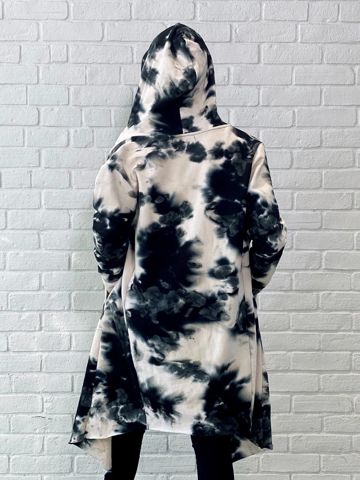 Tie Dye Open Hoodie Jacket with Pockets