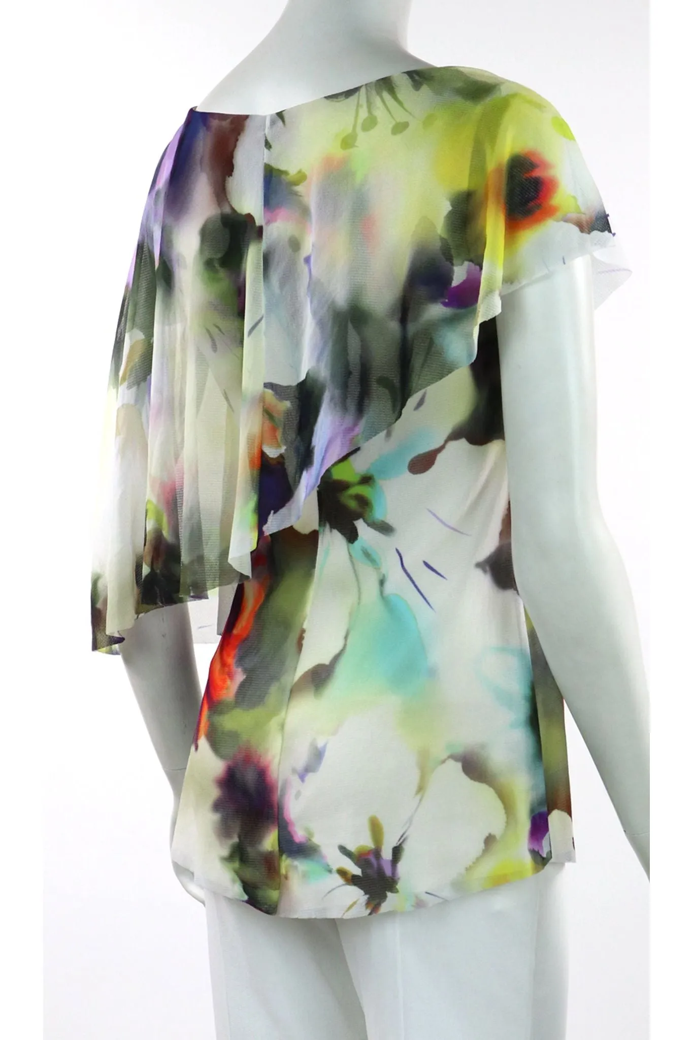 TIFFANY Butterfly Sleeve Overlay Print Top