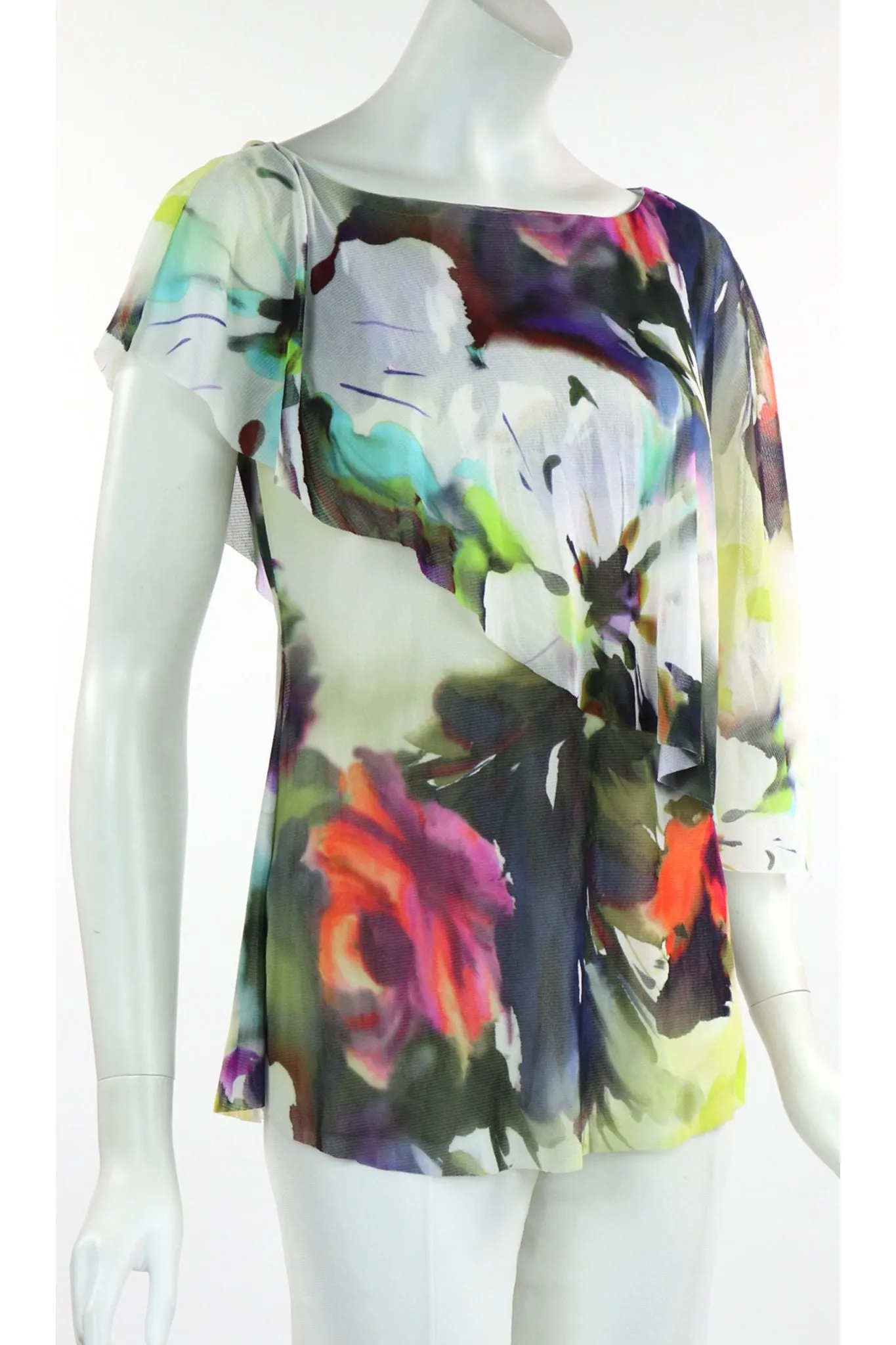 TIFFANY Butterfly Sleeve Overlay Print Top