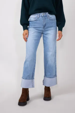Vervet Gabby Super High-Rise Baggy Straight Jeans for Women in Medium Wash | T6513