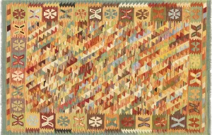 Vintage Afghan Maimana Kilim - 4'2" x 6'5"