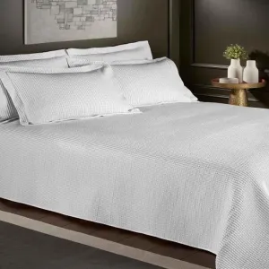 Waffle Woven Bedspread - White
