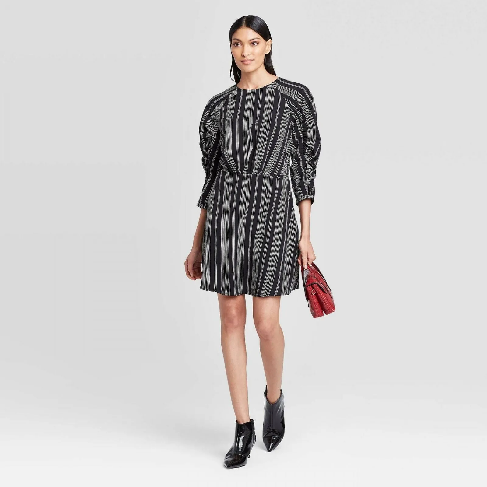 Who What Wear Women's A-Line Mini Dress with Sleeve Detail