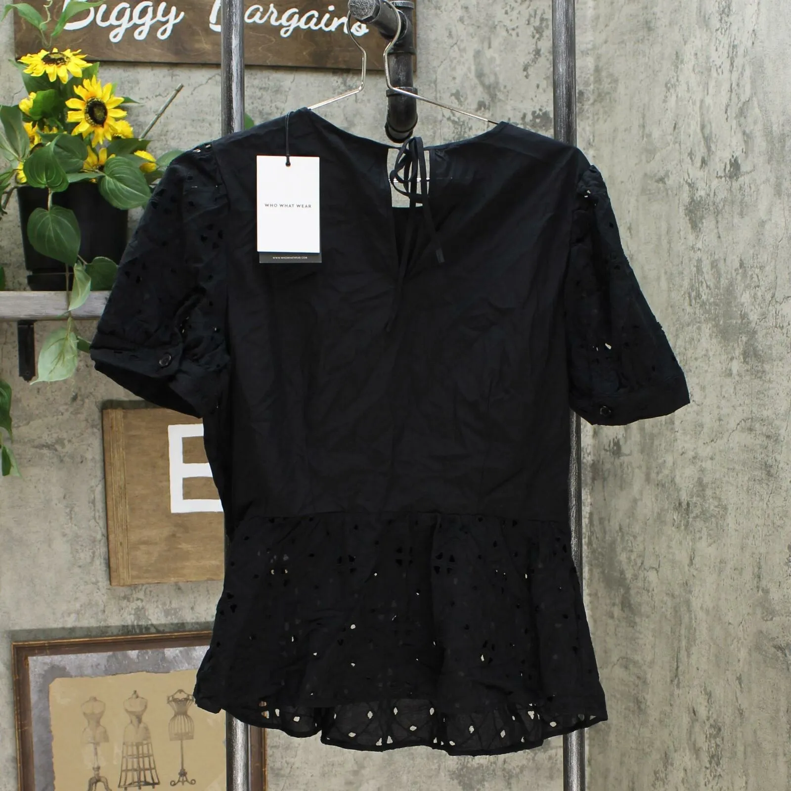 Who What Wear Women's Puff Short Sleeve Peplum Blouse