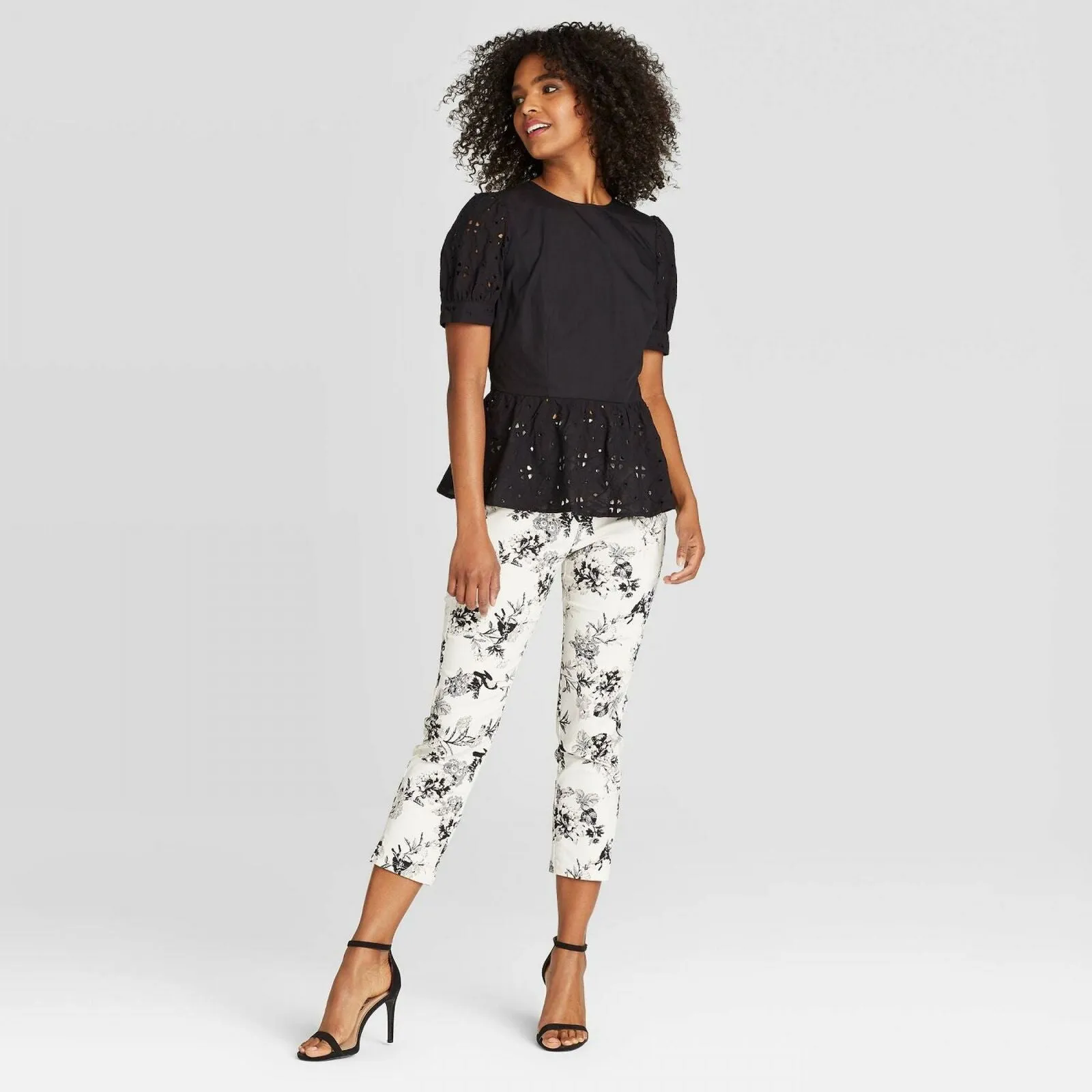 Who What Wear Women's Puff Short Sleeve Peplum Blouse