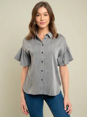 WOMEN'S SHORT SLEEVE WOVEN TOP