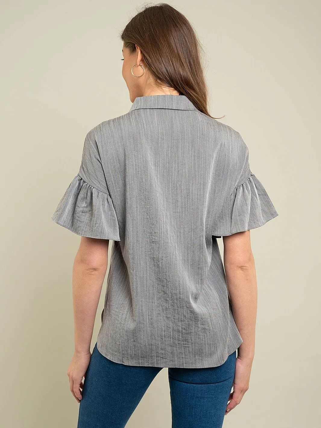 WOMEN'S SHORT SLEEVE WOVEN TOP
