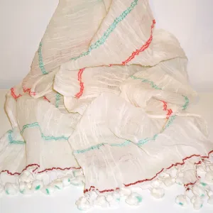Woven Scarf with Tassels - Ivory