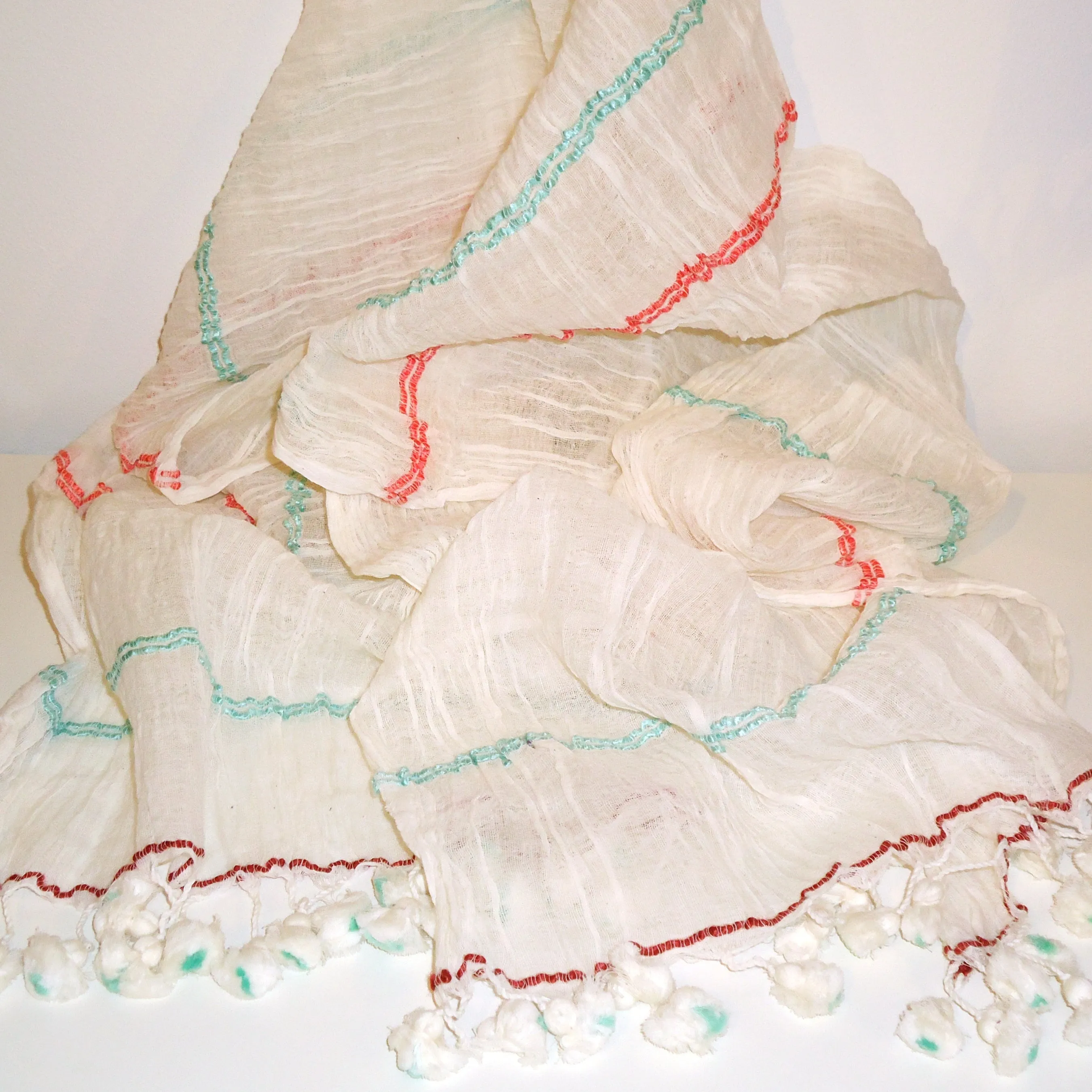 Woven Scarf with Tassels - Ivory