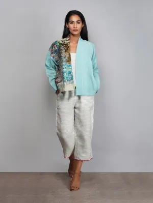 Yavi   I   Half N Half Patchworked Jacket With Woven Line Top And Pant