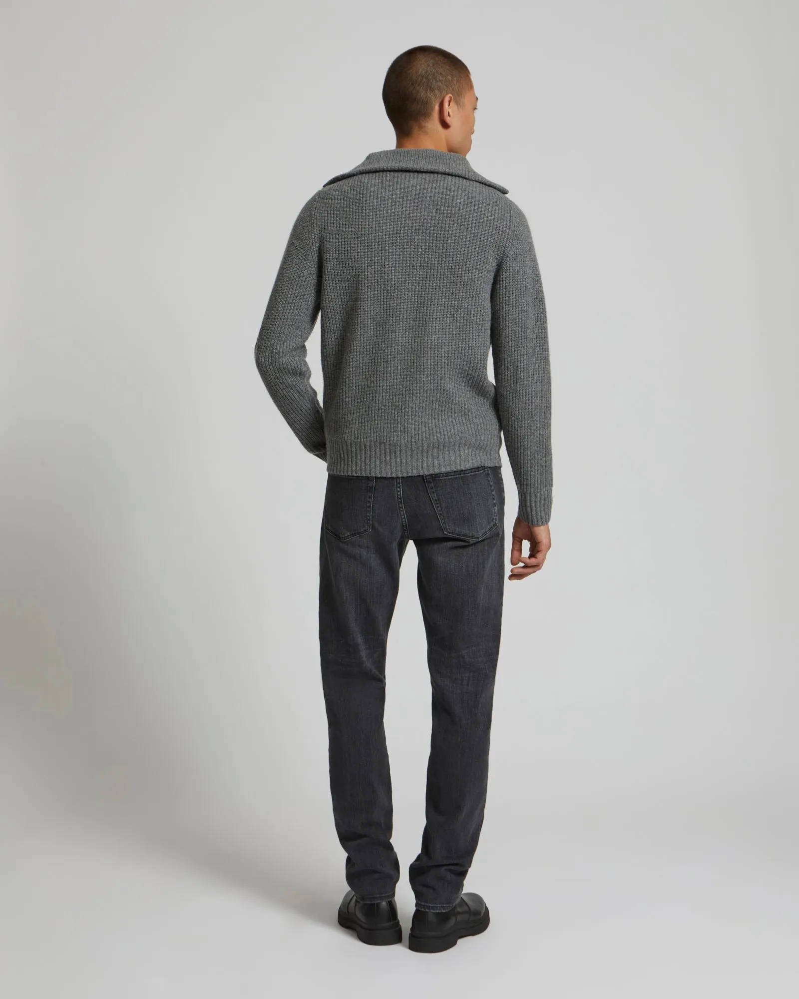 Zip-front sweater trucker collar