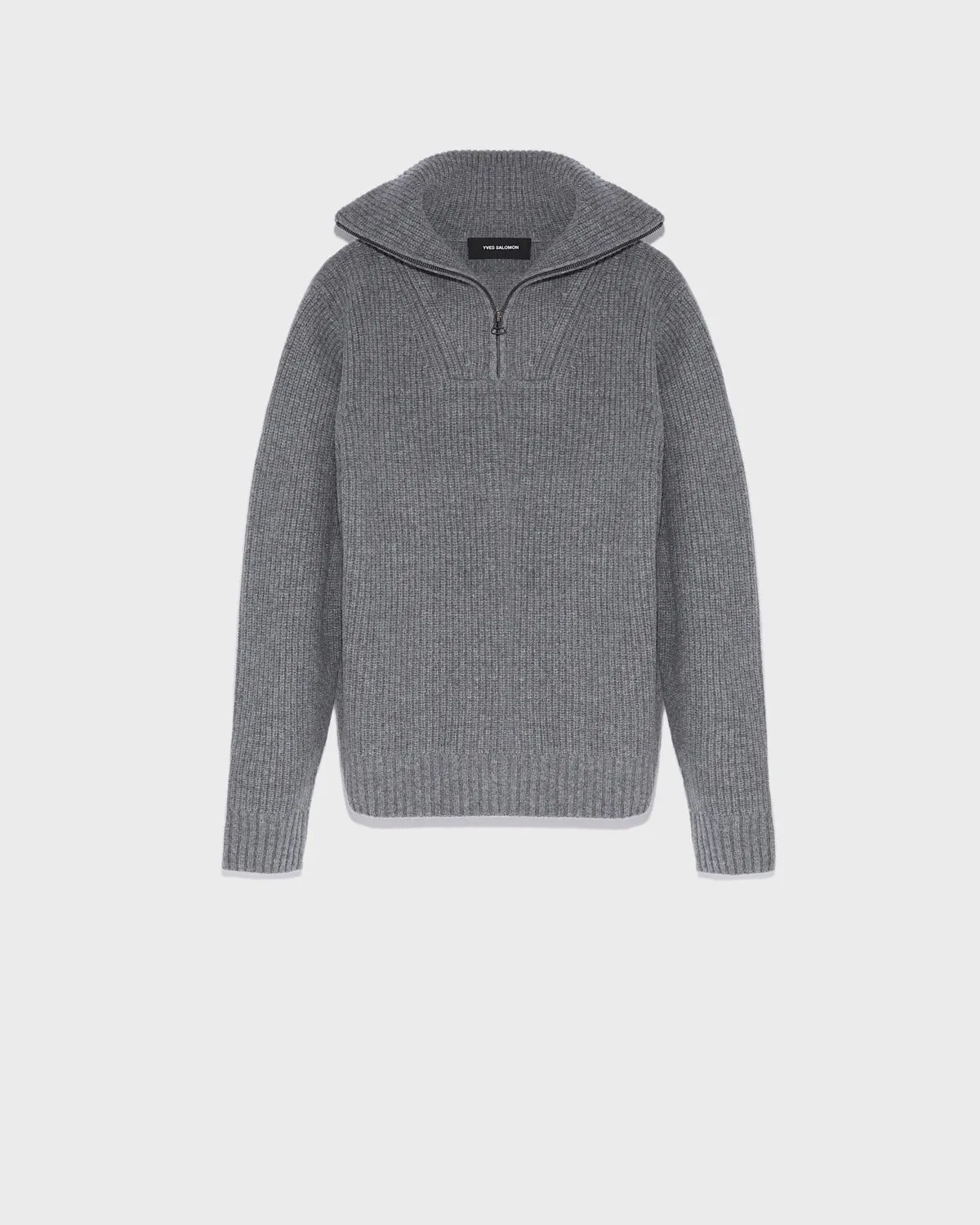 Zip-front sweater trucker collar